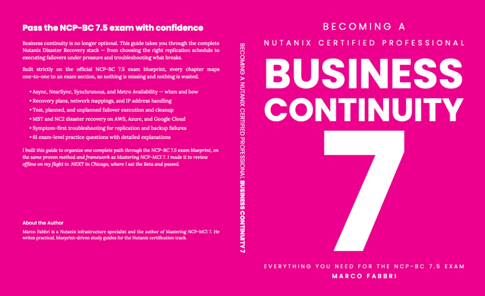 Becoming a Nutanix Certified Professional – Business Continuity 7 — full cover: back, spine and front